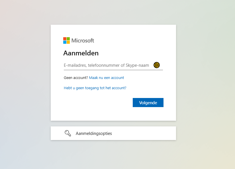 aanmelding scherm microsoft
